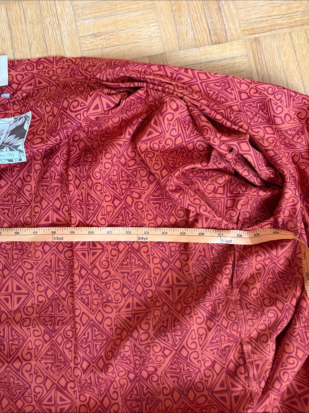 Balizen Terracotta Patterned Robe with Belt, pockets - Picture 6 of 8